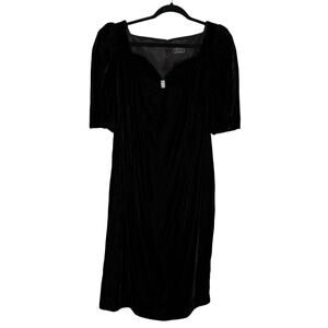 Vtg 80's Cachet Sheath Dress Velvet Rhinestone Puff Sleeve Fairy Grunge Sz 16